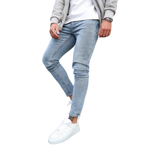 Jeans de Mezclilla de Corte Recto para Hombre, Lavado Medio, Algodón de Peso Medio, Confección a Medida, Comodidad Casual, Ropa de Calle de Invierno, Impresión 3D, OEM, ODM - Product Image 4