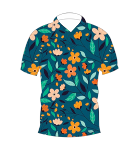 เสื้อโปโลผู้ชายพิมพ์ลายดอกไม้สีส้มเขียวขจีลำลองแขนสั้นแฟชั่นฤดูร้อน - Product Image 1