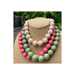 Collar llamativo de resina verde vintage con cuentas, cadena de eslabones geométricos, joyería para fiesta y boda para mujer, collar grueso de acrílico y lucita - Product Image 4