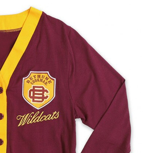 Bethune Cookman Wildcats Maroon Yellow V-Neck Cardigans Full Sleeve Button Front Embroidered Logo Women's Sweaters - Product Image 2