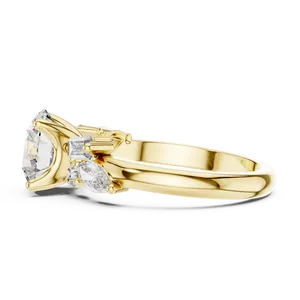 Bague de fiançailles en diamant de laboratoire taille ronde 2 carats, or massif 18 carats, certifiée IGI, style vintage marquise baguette VVS E-F - Product Image 2