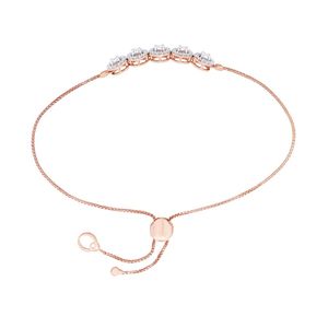 Pulsera de Diamantes Chapada en Oro Rosa, Corte Brillante Redondo, Engaste de Bisel, Cadena de Eslabones, Joyería de Lujo para Uso Diario para Mujer - Product Image 5