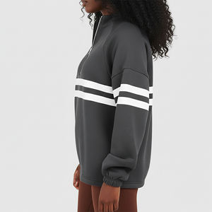 Sudadera con Capucha de Alta Calidad, 100% Algodón, Estampada, Gruesa, de Lujo, Color Sólido, Estilo Urbano, con Cierre de Cremallera Frontal y Rayas Blancas, para Invierno - Product Image 6