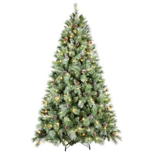 Sapin de Noël artificiel pré-éclairé de 1,80 m avec 300 lumières LED, 988 pointes en PVC, pommes de pin, design luxueux - Product Image 1