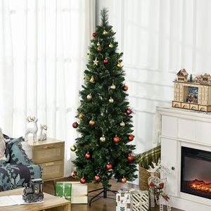 Albero di Natale Artificiale Pre-Illuminato da 180 cm con Luci Calde, Base in Acciaio e Aghi di Pino per Decorazioni Domestiche - Product Image 2