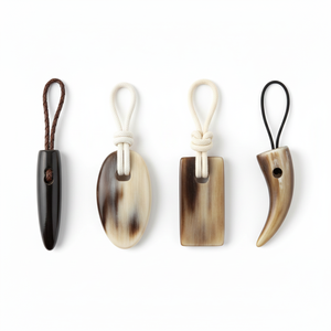 Handmade Eco-Friendly Polished <strong>Buffalo</strong> Horn Charms Natural Shape Carved Animal Theme Art Collectible Toggle Buttons Black <strong>Beige</strong> - Product Image 4