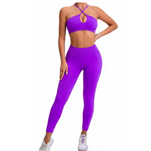 Ensemble de leggings et soutien-gorge de sport pour femme, personnalisable, à bretelles croisées, en nylon 100 % antibactérien, séchage rapide et respirant – Meilleures ventes - Product Image 5