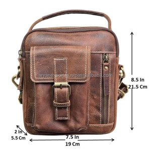 Luxury Designer Fashion Trendy Full Grain Leather Men's Messenger Bag Cow Leather Crossbody Shoulder Bag with Flap Buckle Pocket - Product Image 2