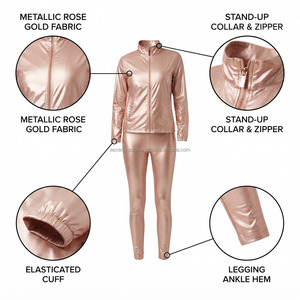 Custom Wholesale Women's Windbreaker Tracksuit <b>Nylon</b> Jacket <b>Track</b> <b>Pants</b> Set OEM ODM Sportswear Running Fitness Wear Manufacturer - Product Image 6