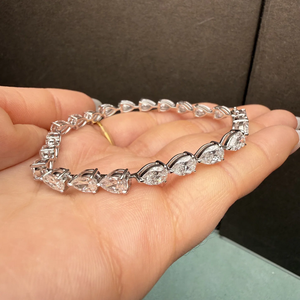 Bracelet en diamant taille poire, argent 925, classique pour femme, certifié IGI, couleur D, diamants cultivés en laboratoire - Product Image 4