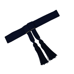 Cinturón de punto azul real de alta calidad con borlas, formal, de 2.5 cm de ancho, longitud y hebilla personalizables, para coser o abrochar. - Product Image 3