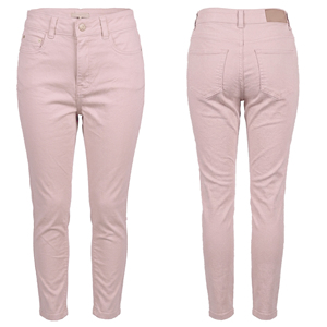 Jean décontracté pour femme, taille mi-haute, cinq poches, coupe droite, teint en pièce, lavable, respirant, longueur intégrale, 7,08 oz, Printemps-Été - Product Image 3