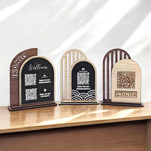Enseigne murale de réception de bureau en bois personnalisée gravée au laser pour la vente en gros - Product Image 1