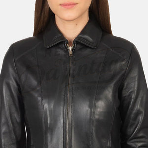 Premium Women Black Real <b>Leather</b> <b>Jacket</b> Classic Shirt Collar Slim Fit Soft Sheepskin Casual Office Wear <b>Leather</b> Coat - Product Image 6
