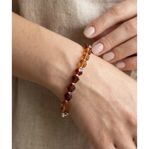 Pulsera de Hessonita (Gomed) facetada pulida, hecha a mano, de granate natural, brazalete de cristal con cuentas, venta al por mayor, brazaletes de cristal curativos - Product Image 3