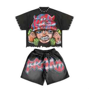 Ensemble t-shirt à manches courtes et short pour femme, 100% coton, couleur unie, tenue d'été deux pièces, streetwear, vêtements de sport et usage décontracté - Product Image 1