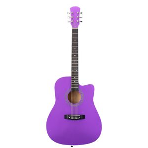 Chitarra Acustica Viola da 41 Pollici, Dreadnought Solido a Forma di Barile con Cutaway, Corde, Borsa per il Trasporto, Accordatore, Chiave per la Regolazione, Strumento per Concerti - Product Image 1