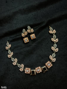 Ensemble de bijoux de mariée en diamant américain classique Collier et boucles d'oreilles en deux pièces pour mariage Style classique à la mode - Product Image 4