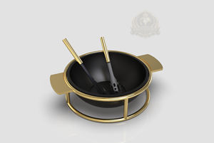 Tazón de Servir de Lujo con Base, Negro y Dorado, Tazón Premium para Servir Sopa, Diseño de Emiratos Árabes Unidos y Estados Unidos, Tazón Moderno con Marco de Metal, Diseño de Autor - Product Image 2