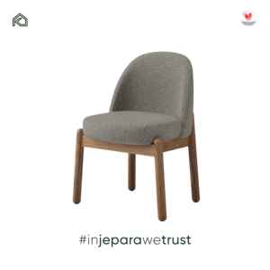 Modern Luxury Single Seater Boucle Teak Wood <b>Chair</b> <b>Padded</b> Fabric Cushioned Dining Room Kitchen Hotel Restaurant Jepara - Product Image 2