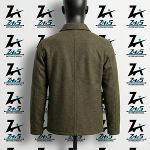 Veste en laine pour homme, couleur unie, col rabattu, coupe classique, style vêtement de travail d'hiver, veste en laine épaisse tissée - Product Image 5