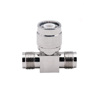Adaptateur en T de type N, femelle vers mâle vers femelle, coupleur coaxial RF 3 voies, 50 ohms, connecteur répartiteur en T en laiton massif
