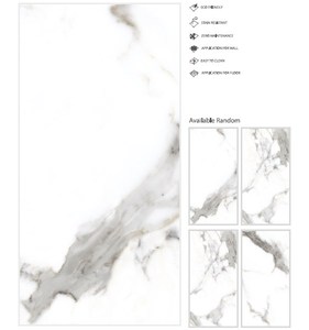 Azulejos de Porcelana Pulida con Superficie Brillante de 60x120 cm, Impresión Digital Estatuario, 8-9 mm de Grosor, Antibacterianos, Resistentes a las Manchas, Premium - Product Image 2