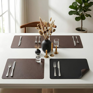 Oval Placemats Modern Leather Rectangle Placemats Black Non-Slip <b>Table</b> <b>Mats</b> for Dining - Product Image 4