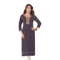 Penjualan Online dari Kurtis Rayon berat wanita dengan benang dan pekerjaan tangan metode tenun garis pinggang alami