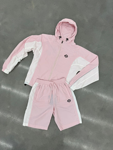 Chaqueta Cortavientos con Capucha de Peso Medio para Hombre, Rosa y Blanco con Bloques de Color, Casual, Transpirable, con Cierre de Cremallera, Ropa Deportiva de Invierno - Product Image 2