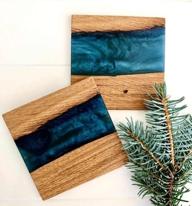 Wholesale Wooden and Resin Coaster Set Stylish Heat Resistant Coasters for Coffee Wine Tea with OEM Customization Available - Product Image 1