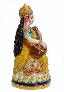 Saraswati Ji Resin <b>Statue</b> Handmade Traditional <b>Religious</b> Radha Krishna Figure Decor for Tabletop Home Office Living Room Display - Product Image 2