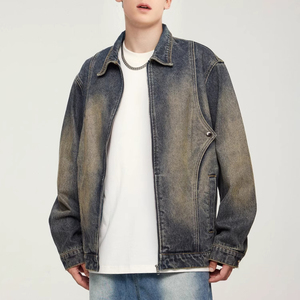 Chaqueta de Mezclilla Bicolor para Hombre, Estilo Moderno, Diseño Creativo, Ropa Urbana - Product Image 1