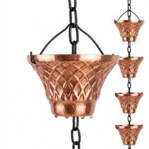 Chaîne de pluie tendance en cuivre pour drainage de gouttière, dispositif de dérivation de descente de toit, décoratif extérieur - Product Image 5