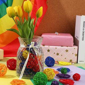 48 pièces de boules en rotin colorées en forme de cœur, remplissages de vases, centres de table décoratifs, décorations de mariage - Product Image 5