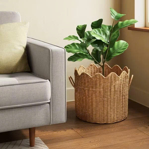 Cesta de Mimbre Ondulada para Plantas – Cubierta Decorativa Natural para Macetas de Vietnam - Product Image 1