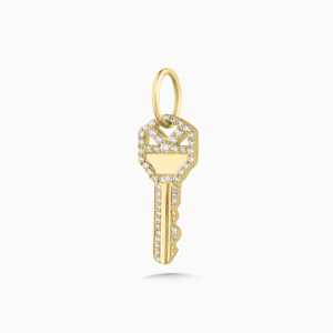 จี้รูปกุญแจประดับเพชรแล็บโกรว์ 14K 18K ทองคำแท้ ดีไซน์เรียบหรู สไตล์มินิมอล เหมาะสำหรับใส่ทุกวัน พร้อมใบรับรอง - Product Image 1