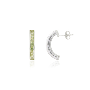Pendientes de Aro de Plata de Ley 925 con Peridoto Natural de Corte Redondo, Piedra de Nacimiento de Agosto, para Uso Diario, Venta al Por Mayor para Mujer - Product Image 3