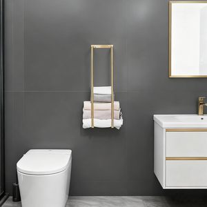 Support mural pour serviettes de toilette, porte-serviettes autoportant en forme de T pour salle de bain, support de rangement pour vêtements de salle de bain disponible - Product Image 5
