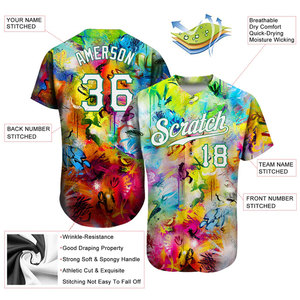 Custom Full Print Baseball Jersey With Teamname And Number Personalized Design For Adults Unisex Breathable Polyester Sport Wear - Product Image 2