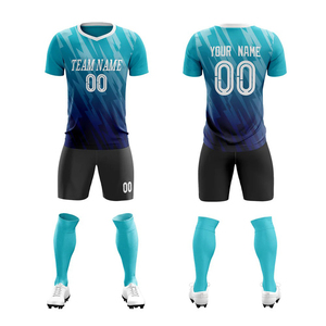 Conjunto de Uniforme de Fútbol Personalizado Unisex, Manga Corta, Degradado Azul, Absorbe la Humedad, para Adultos, Todas las Temporadas - Product Image 1