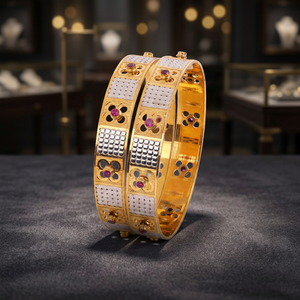 Joyería de Moda para Mujer al por Mayor, Brazaletes CNC Chapados en Dos Tonos, Brazaletes Modernos de Doble Tono, Brazaletes Tradicionales Multitono - Product Image 3