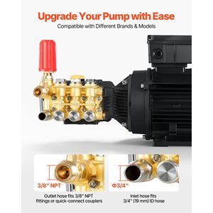 Kit de Bomba de Lavadora a Presión Eléctrica Ajustable de 2 HP y 120 V, 1220 PSI, 2.2 GPM, Potencia Tríplex para Limpieza con Agua a Alta Presión - Product Image 3