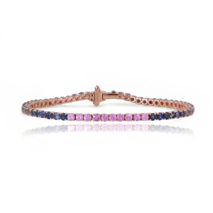18K Rose Gold Multi Color <b>Sapphire</b> <b>Tennis</b> <b>Bracelet</b> Rainbow <b>Sapphire</b> Eternity <b>Bracelet</b> Fine Gemstone Jewelry Custom Wholesale - Product Image 1