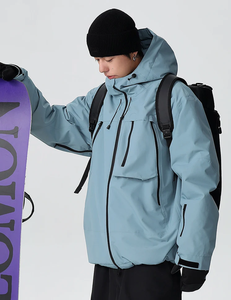 Veste de ski à capuche pour homme, bleu clair, imperméable, isolée synthétiquement, Gore-Tex, fermeture éclair, vêtements de snowboard - Product Image 6