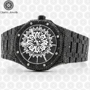 Montre de luxe Charm_Jewells en acier inoxydable, boîtier de 40 mm, mouvement mécanique analogique, date automatique, mode vintage pour homme, accents de diamants - Product Image 4