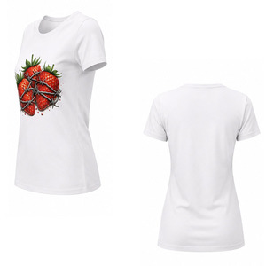 Camiseta con Estampado Gráfico para Mujer, Cuello Redondo, Manga Corta, Informal, de Algodón Suave, para Uso Diario y Estilo Urbano - Product Image 4