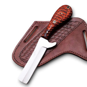 มีดคาวบอยทรงบูลคัตเตอร์ ใบมีดเหล็กกล้าคาร์บอน ด้ามไม้แบบเต็มด้าม สำหรับล่าสัตว์ ตั้งแคมป์ กู้ภัย เดินทาง กีฬากลางแจ้ง - Product Image 1