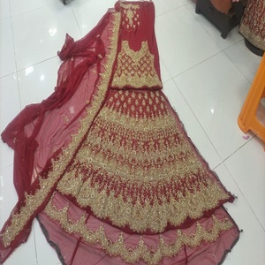 Conception lourde sur filet tissu fête porter travail lourd avec broderie à la main sur costume pour mariage robes punjabi prix de vente entier - Product Image 2