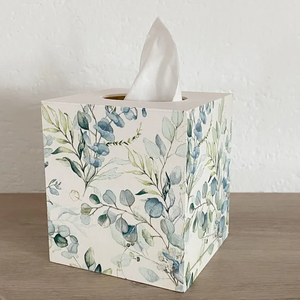 Caja de pañuelos de madera con diseño de eucalipto por blossom craft india - Product Image 3